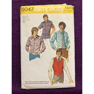 Simplicity sewing pattern 5047 Mens button down shirt vest